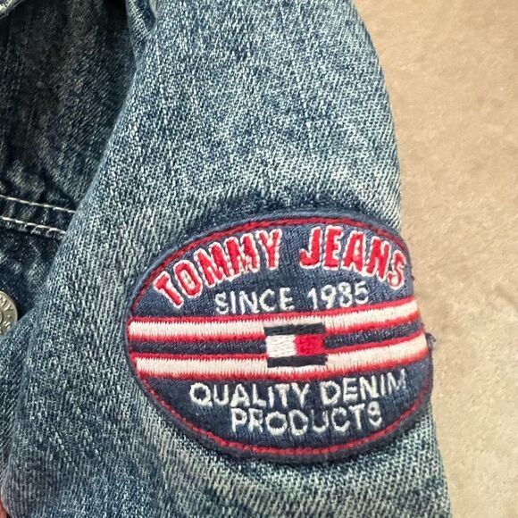 80’s 90’s Y2K Tommy Hilfiger Patriotic USA FLAG Sz 12-18mos Denim Patch Jacket - Picture 3 of 9
